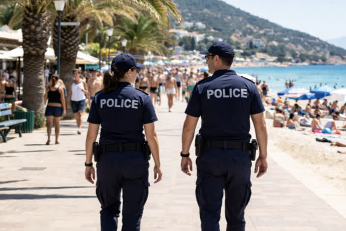 Patrola na šetalištu na Halkidikiju tokom letnje sezone 2026