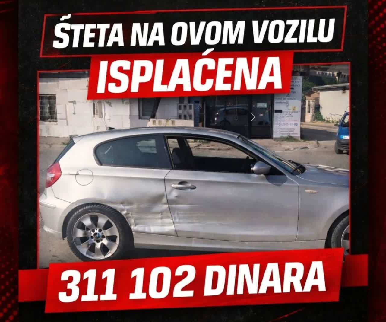 Isplaćena šteta na vozilu nakon saobraćajne nezgode